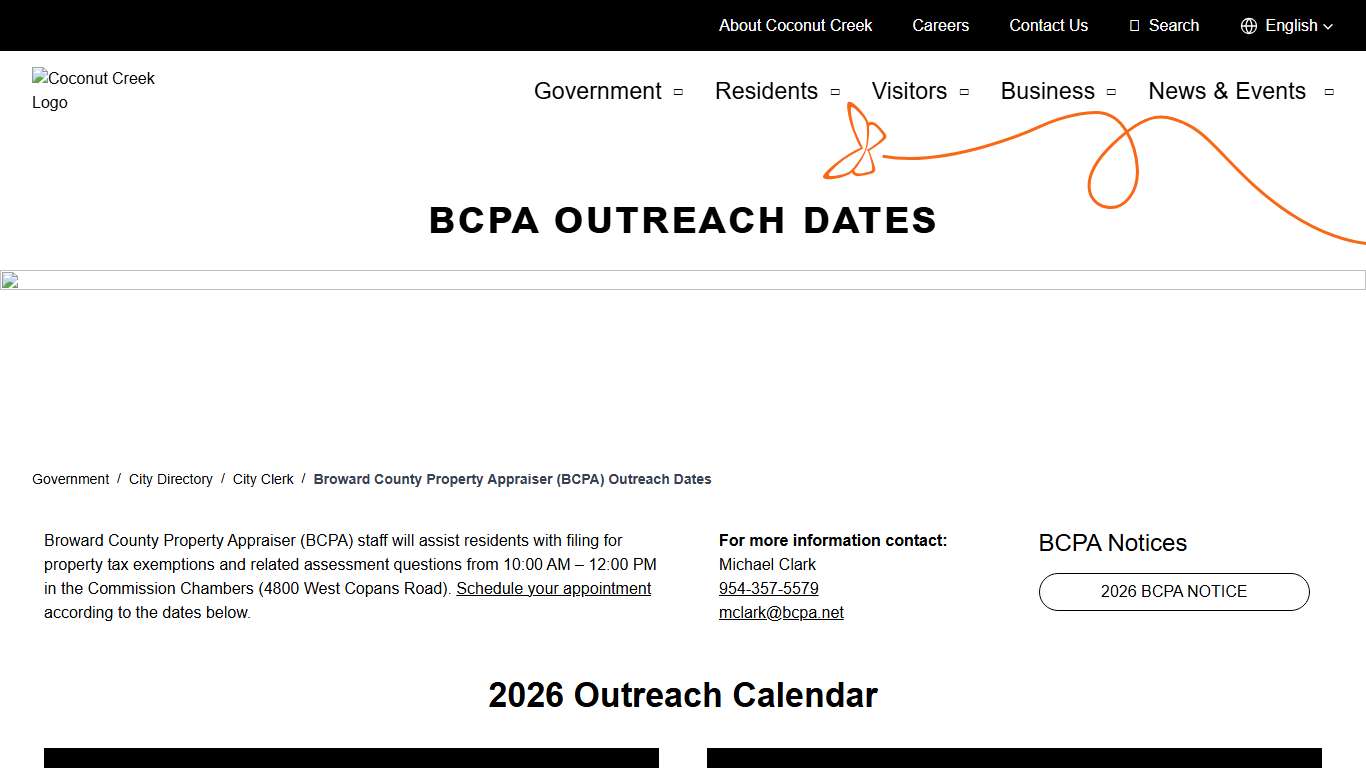 Broward County Property Appraiser (BCPA) Outreach Dates